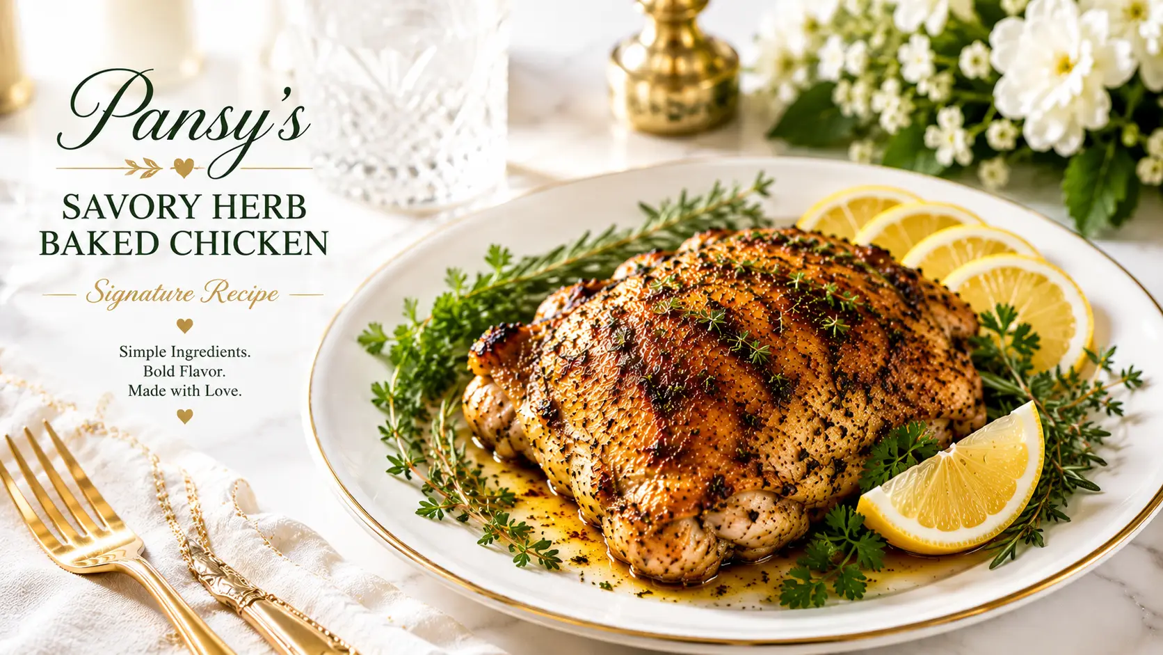 Pansy’s Savory Herb Baked Chicken