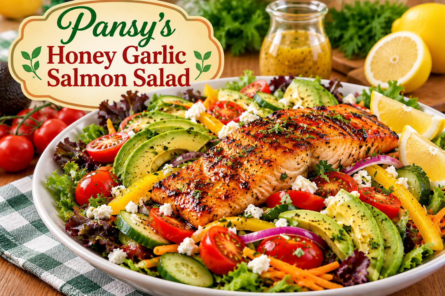 Pansy’s Honey Garlic Salmon Salad