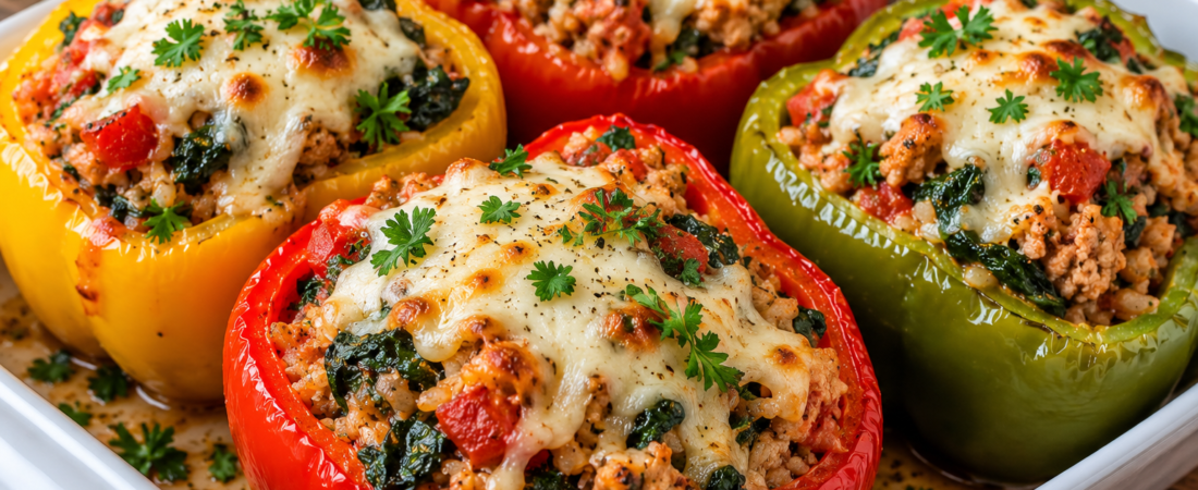 Pansy’s Turkey & Spinach Stuffed Bell Peppers