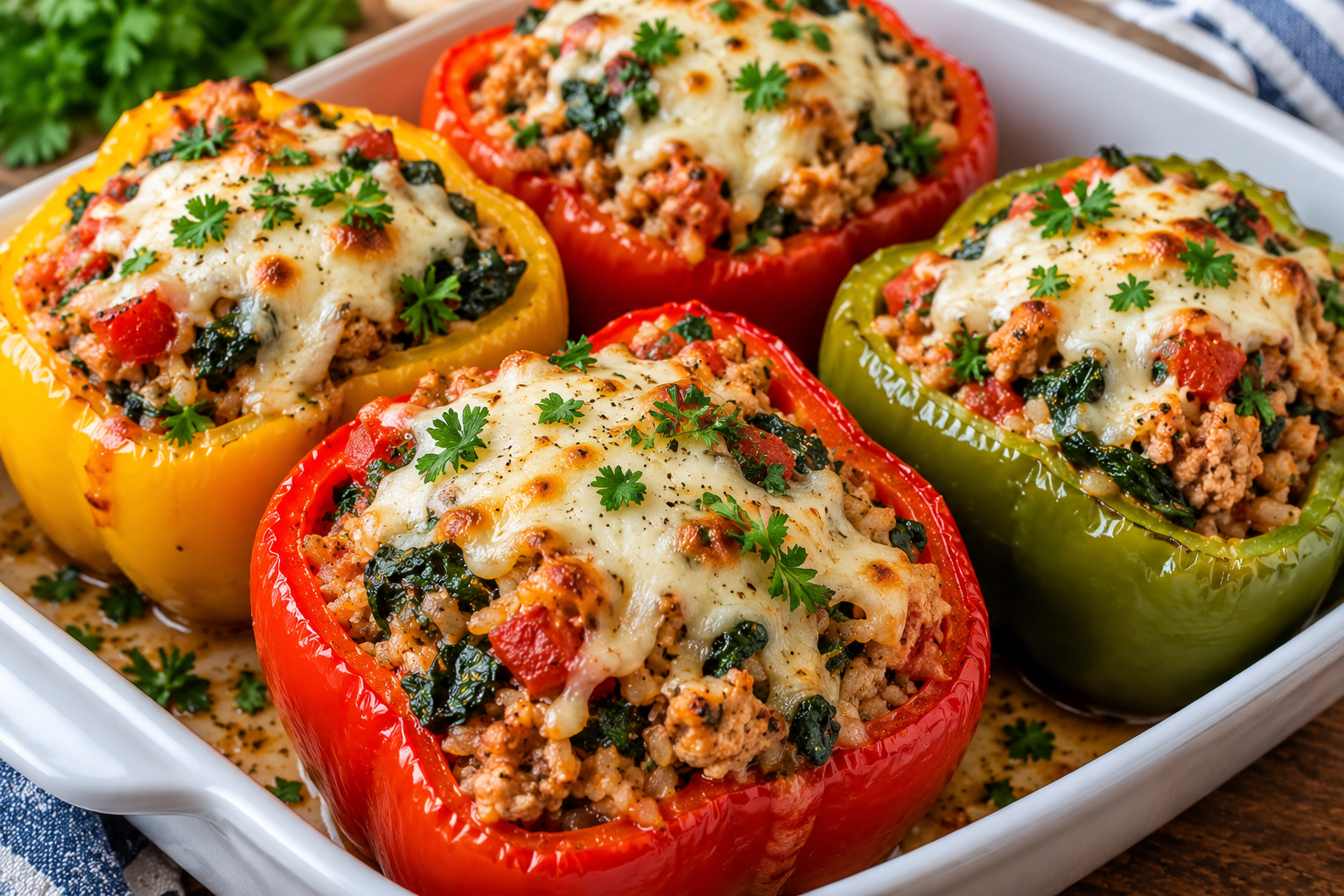 Pansy’s Turkey & Spinach Stuffed Bell Peppers