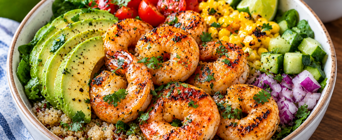 Pansy’s Grilled Shrimp & Avocado Power Bowl