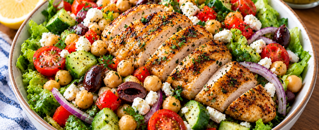 Pansy’s Mediterranean Grilled Chicken & Chickpea Salad